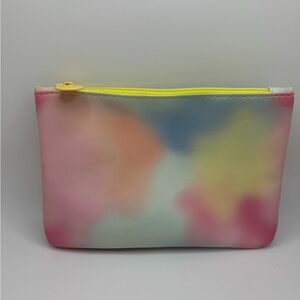 Ipsy Multicolor Tie Dye Pouch with Yellow Zipper